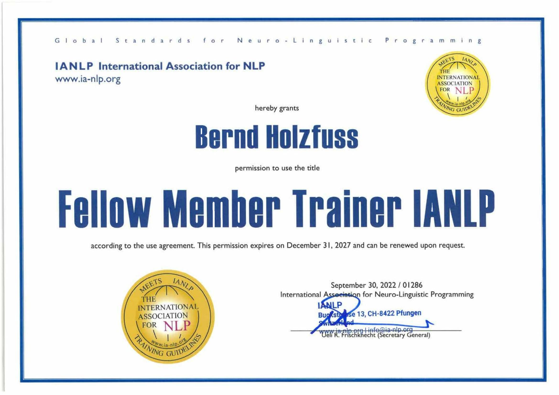 Fellow Member Trainer IANLP